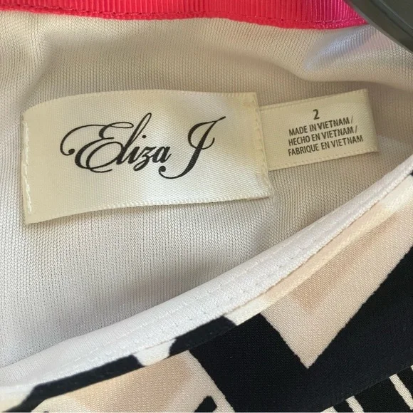 NWT Eliza J Pink & Black Diamond Print Lined Shift Dress Size 2 - Picture 6 of 6